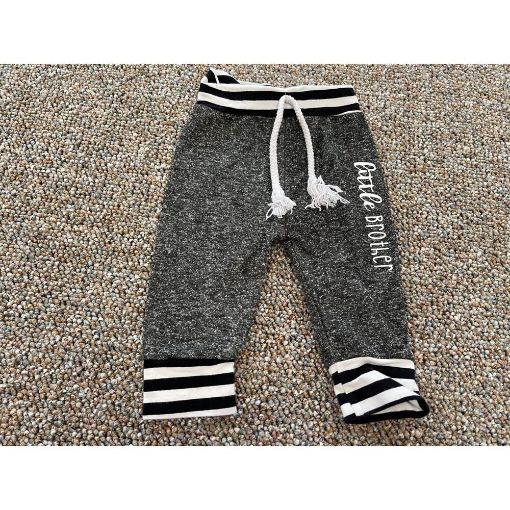 Unbranded Boys Jersey Style Little Brother Gray Fleck Pants Approx 3-6M